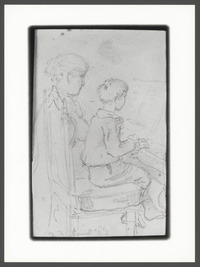 Portret van Mimi en Wouter aan de piano, getekend door Carel Vosmaer