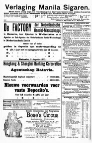 Advertentie in Bataviaasch nieuwsblad