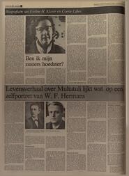 Levensverhaal over Multatuli lijkt wat op een zelfportret van W.F. Hermans in Leeuwarder courant : hoofdblad van Friesland