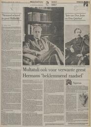 MULTATULI E. DOUWES DEKKER 'Niemand schreef zo goed Hollands' 'lets van Don Juan en Don Quichot' door Theodor Holman Multatuli ook voor verwante geest Hermans 'beklemmend raadsel' in Het Parool