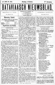 NEDERLANDSCH INDIE. BATAVIA, 4 October 1887. in Bataviaasch nieuwsblad