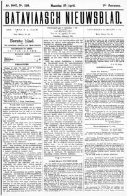 Nederlandsch Indië. BATAVIA, 25 April 1887. in Bataviaasch nieuwsblad
