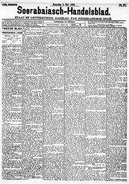 Nederlandsch – Indië SOERABAIA, 1 MEI 1899. Sluiting der Mails te Soerabaia. 's Namiddags te 6 u. 24 m. in Soerabaijasch handelsblad