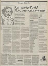 BOEKEN Zaterdag & Zondag Joost van den Vondel Mooi, maar vooral interessant door T. van Deel in Trouw