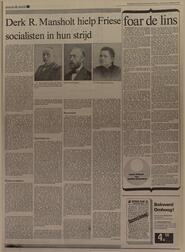 Derk R. Mansholt hielp Friese socialisten in hun strijd in Leeuwarder courant : hoofdblad van Friesland