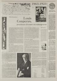 1863 – 1923 Alfred Kossmann: Louis Couperus, precieuze dromer den schatgraver in Het vrĳe volk : democratisch-socialistisch dagblad