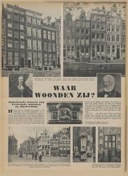 WAAR  WOONDEN ZIJ? Onbekende huizen van  beroemde mannen  in Amsterdam in Panorama : geïllustreerd weekblad in koperdiepdruk