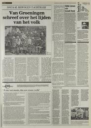SOCIAAL BEWOGEN TACHTIGER Van Groningen schreef over het lijden van het volk Van onze verslaggever FRANK VAN DIJL in Het vrĳe volk : democratisch-socialistisch dagblad