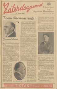 Tooneelherinneringen van Hermann Schwab in Algemeen Handelsblad