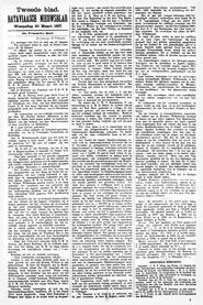 Tweede blad. BATAVIAASCH NIEUWSBLAD. Woensdag 30 Maart 1887. De Fransche Mail. ROTTERDAM, 25 Februari. in Bataviaasch nieuwsblad