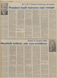 Afscheid van Europese politiek Mansholt: kritisch, ook voor socialisme in De Volkskrant