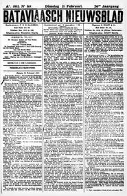 EDITIE VAN 4 UUR 's MIDDAGS. NEDERLANDSCH-INDIE. Batavia, 21 Februari 1911. in Bataviaasch nieuwsblad