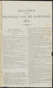 Nieuwsblad voor den boekhandel jrg 42, 1875 [Index]
