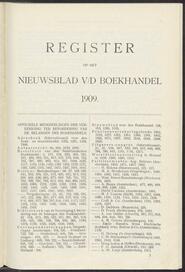 Nieuwsblad voor den boekhandel, 1909 [Index]