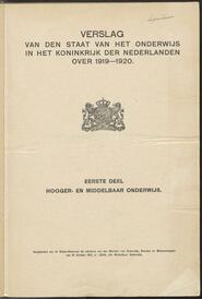 Verslag van den staat van het onderwijs in het Koninkrijk der Nederlanden over ..., 1921 [volgno 1]