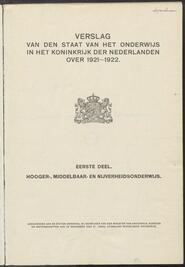 Verslag van den staat van het onderwijs in het Koninkrijk der Nederlanden over ..., 1923 [volgno 1]