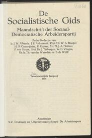 De socialistische gids; maandschrift der Sociaal-Democratische Arbeiderspartij jrg 23, 1938 [Inhoudsopgave]