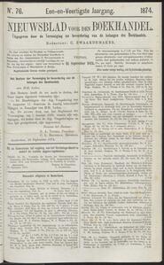 Nieuwsblad voor den boekhandel jrg 41, 1874, no 76, 25-09-1874 in 