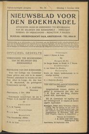 Nieuwsblad voor den boekhandel jrg 85, 1918, no 74, 01-10-1918 in 