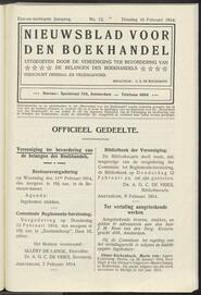 Nieuwsblad voor den boekhandel jrg 81, 1914, no 12, 10-02-1914 in 