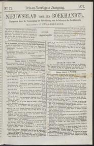 Nieuwsblad voor den boekhandel jrg 43, 1876, no 71, 05-09-1876 in 