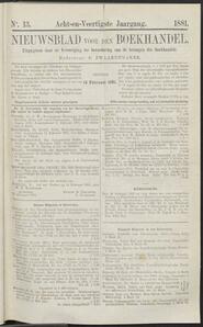 Nieuwsblad voor den boekhandel jrg 48, 1881, no 13, 15-02-1881 in 