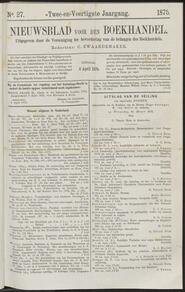 Nieuwsblad voor den boekhandel jrg 42, 1875, no 27, 06-04-1875 in 
