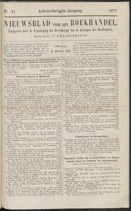 Nieuwsblad voor den boekhandel jrg 38, 1871, no 21, 14-03-1871 in 