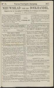 Nieuwsblad voor den boekhandel jrg 44, 1877, no 75, 18-09-1877 in 