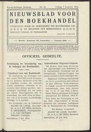 Nieuwsblad voor den boekhandel jrg 81, 1914, no 62, 07-08-1914 in 