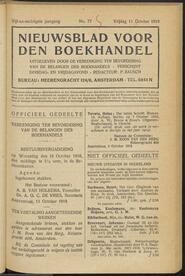 Nieuwsblad voor den boekhandel jrg 85, 1918, no 77, 11-10-1918 in 