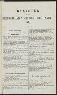 Nieuwsblad voor den boekhandel jrg 41, 1874 [Index]