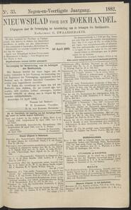 Nieuwsblad voor den boekhandel jrg 49, 1882, no 33, 25-04-1882 in 