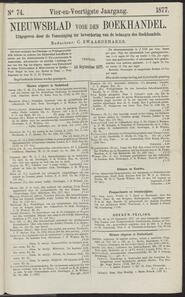 Nieuwsblad voor den boekhandel jrg 44, 1877, no 74, 14-09-1877 in 