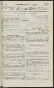 Nieuwsblad voor den boekhandel jrg 51, 1884, no 34, 29-04-1884 in 