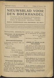 Nieuwsblad voor den boekhandel jrg 90, 1923, no 14, 16-02-1923 in 