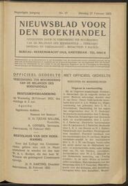 Nieuwsblad voor den boekhandel jrg 90, 1923, no 17, 27-02-1923 in 