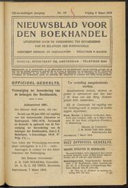 Nieuwsblad voor den boekhandel jrg 85, 1918, no 19, 08-03-1918 in 