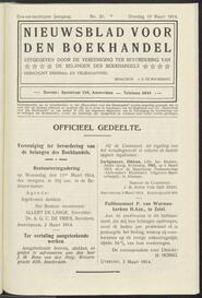 Nieuwsblad voor den boekhandel jrg 81, 1914, no 20, 10-03-1914 in 