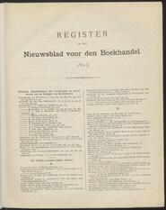 Nieuwsblad voor den boekhandel jrg 70, 1903 [Index]