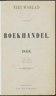 Nieuwsblad voor den boekhandel jrg 35, 1868 [Index]