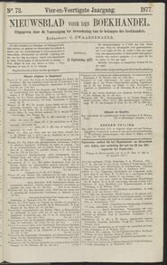 Nieuwsblad voor den boekhandel jrg 44, 1877, no 73, 11-09-1877 in 