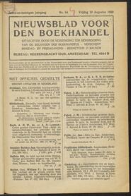 Nieuwsblad voor den boekhandel jrg 87, 1920, no 64, 20-08-1920 in 
