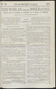 Nieuwsblad voor den boekhandel jrg 41, 1874, no 70, 04-09-1874 in 