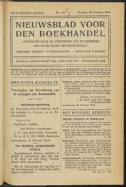 Nieuwsblad voor den boekhandel jrg 85, 1918, no 14, 19-02-1918 in 
