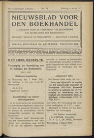 Nieuwsblad voor den boekhandel jrg 84, 1917, no 19, 06-03-1917 in 