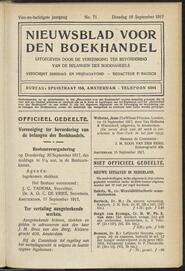 Nieuwsblad voor den boekhandel jrg 84, 1917, no 71, 18-09-1917 in 