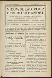 Nieuwsblad voor den boekhandel jrg 84, 1917, no 89, 20-11-1917 in 