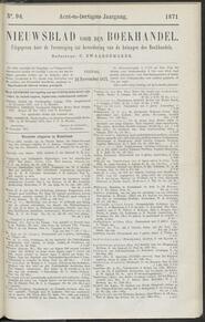 Nieuwsblad voor den boekhandel jrg 38, 1871, no 94, 24-11-1871 in 