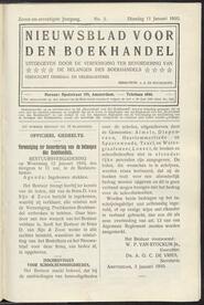 Nieuwsblad voor den boekhandel jrg 77, 1910, no 3, 11-01-1910 in 